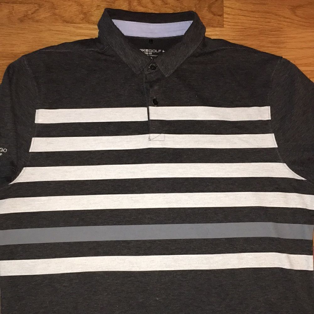 Grey stripe Wells Fargo Championship Charlotte golf polo shirt- M standart fit